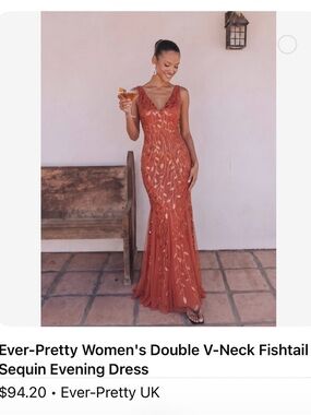 Ever Pretty Rust Sequin Fishtail Evening Dress